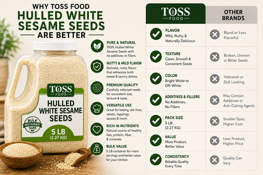 TOSS Hulled White Sesame Seeds, 5 LB