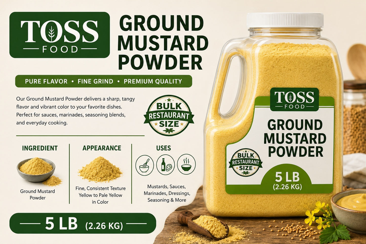 TOSS Ground Mustard Powder – 5 LB