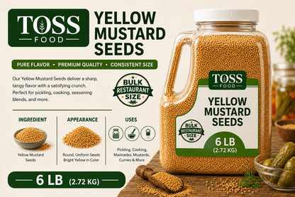 Culinary Whole Yellow Mustard Seed, 6 LB - 96 Ounce Container of Yellow Mustard Seeds, Perfect for Pickling, Rubs and Cooking, Sourced from India Certified Kosher