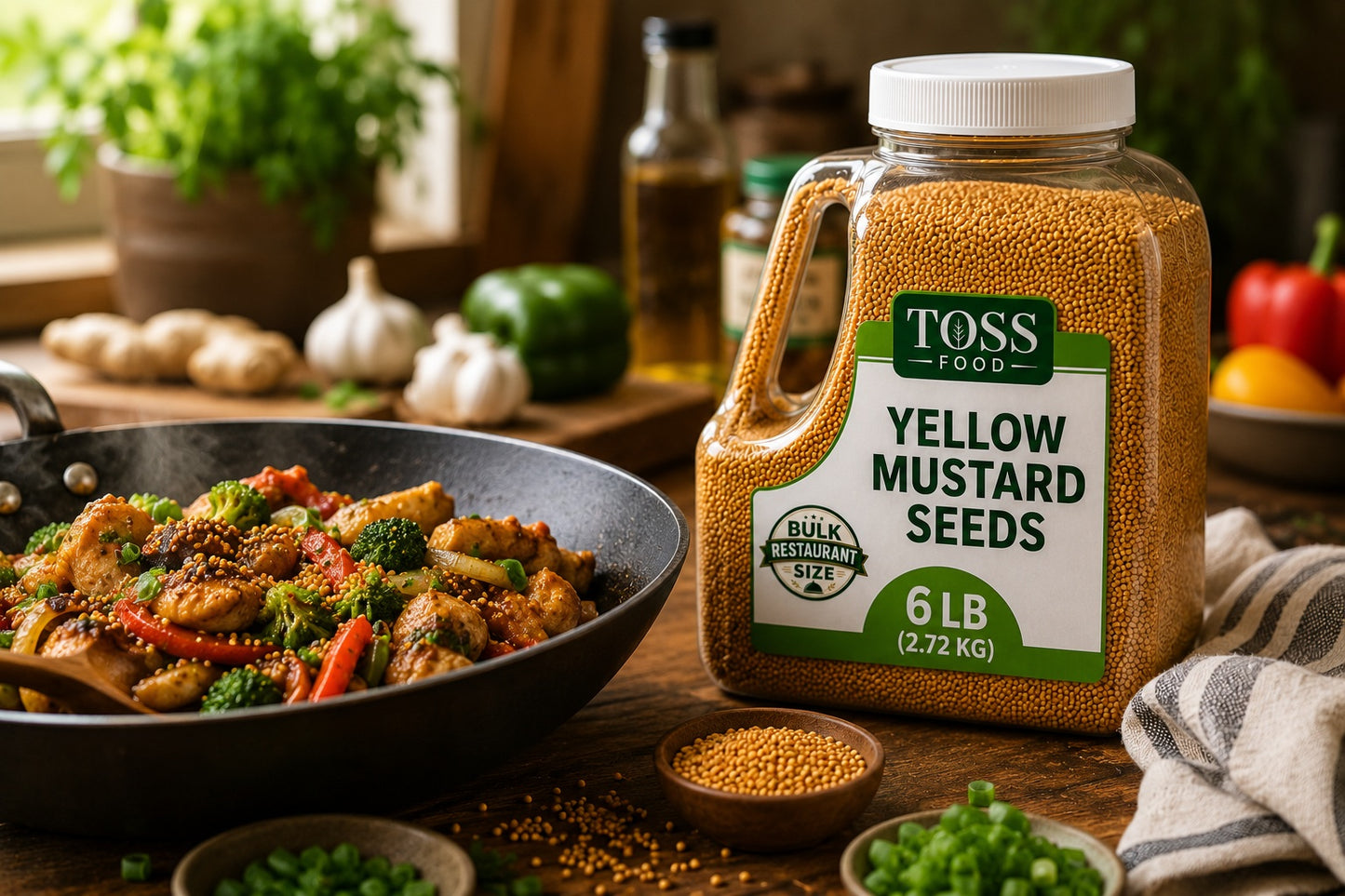 Culinary Whole Yellow Mustard Seed, 6 LB - 96 Ounce Container of Yellow Mustard Seeds, Perfect for Pickling, Rubs and Cooking, Sourced from India Certified Kosher