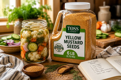 Culinary Whole Yellow Mustard Seed, 6 LB - 96 Ounce Container of Yellow Mustard Seeds, Perfect for Pickling, Rubs and Cooking, Sourced from India Certified Kosher