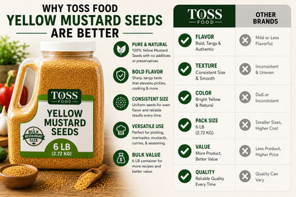 Culinary Whole Yellow Mustard Seed, 6 LB - 96 Ounce Container of Yellow Mustard Seeds, Perfect for Pickling, Rubs and Cooking, Sourced from India Certified Kosher