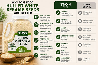 TOSS Hulled White Sesame Seeds, 5 LB