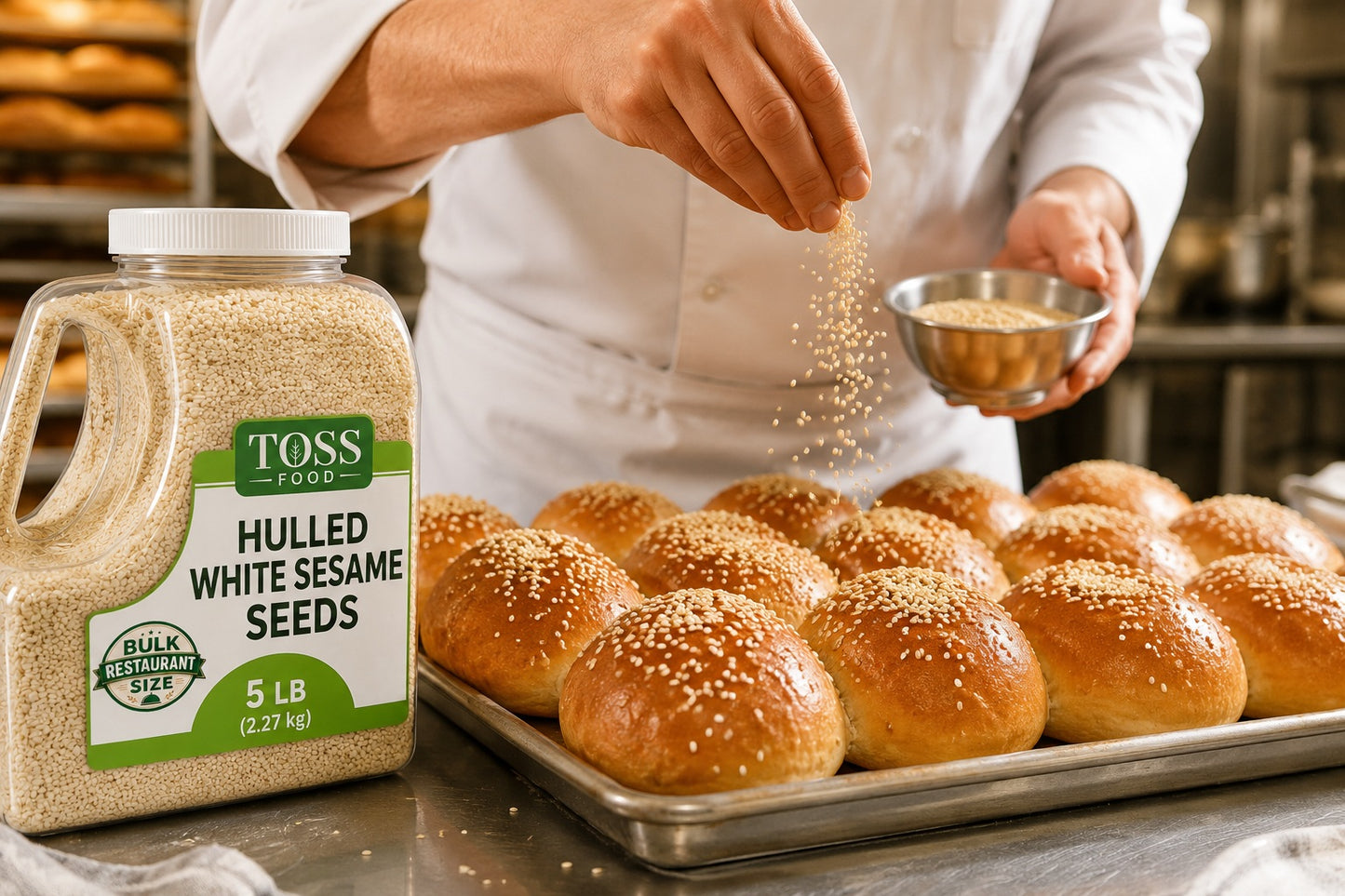TOSS Hulled White Sesame Seeds, 5 LB