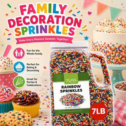 TOSS Rainbow Sprinkles Jimmies, 7 Pounds