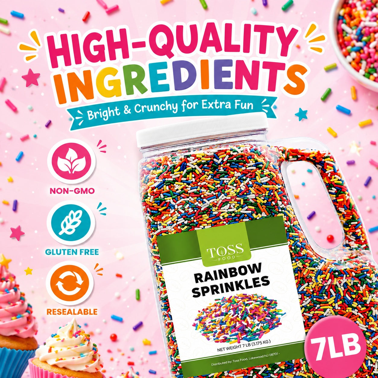 TOSS Rainbow Sprinkles Jimmies, 7 Pounds