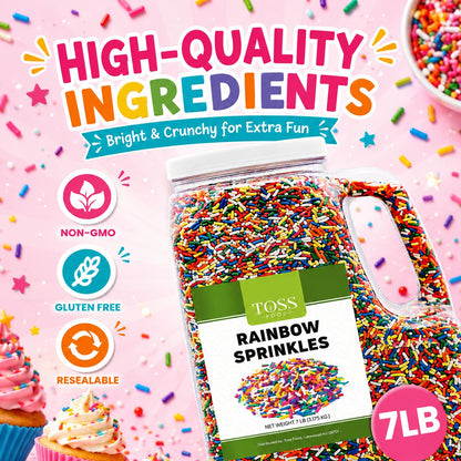 TOSS Rainbow Sprinkles Jimmies, 7 Pounds