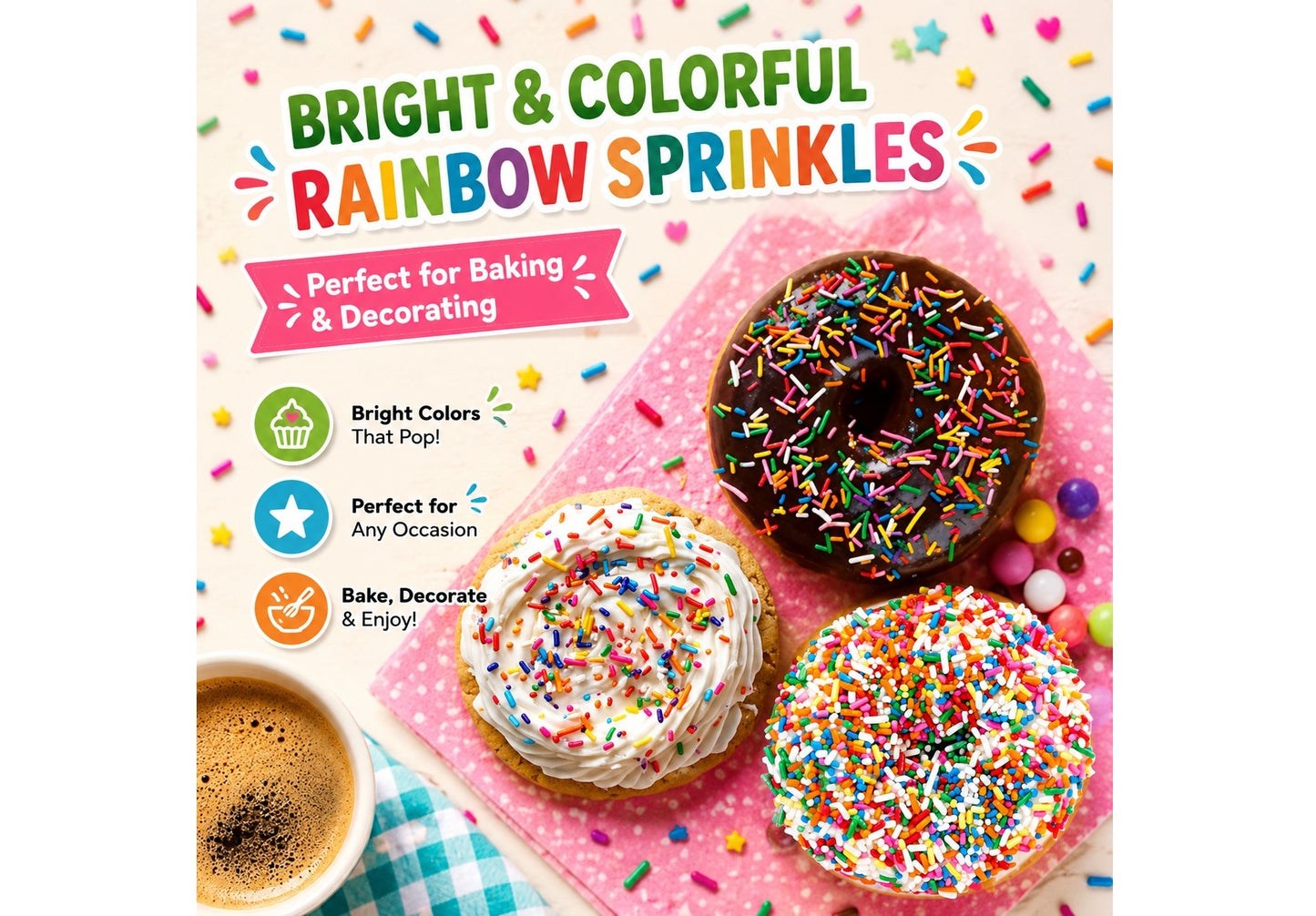 TOSS Rainbow Sprinkles Jimmies, 7 Pounds