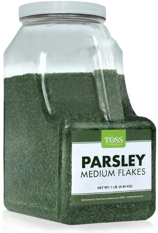 Toss English Parsley Flakes Medium Bulk 1 LB - Great Source of Fiber, Calcium & Iron - Great Addition to Cooking and Baking - Kosher